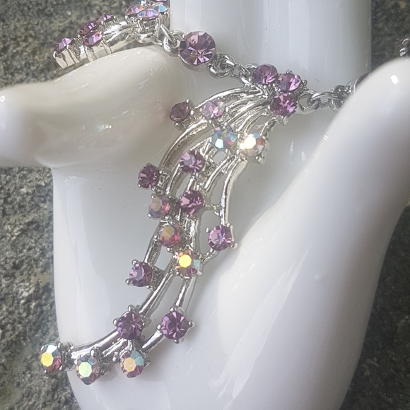 💜 Purple rhinestone tears necklace - Picture 3 of 9